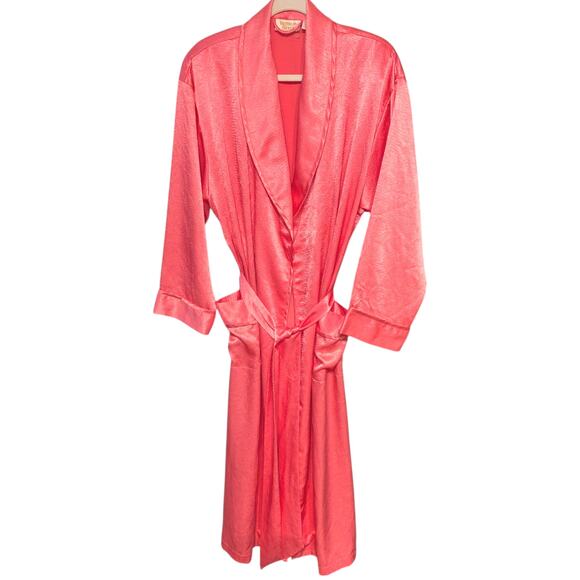 Vtg Victoria's Secret Gold Label Satin Robe with Sash Belt Pink M/L - Picture 1 of 5